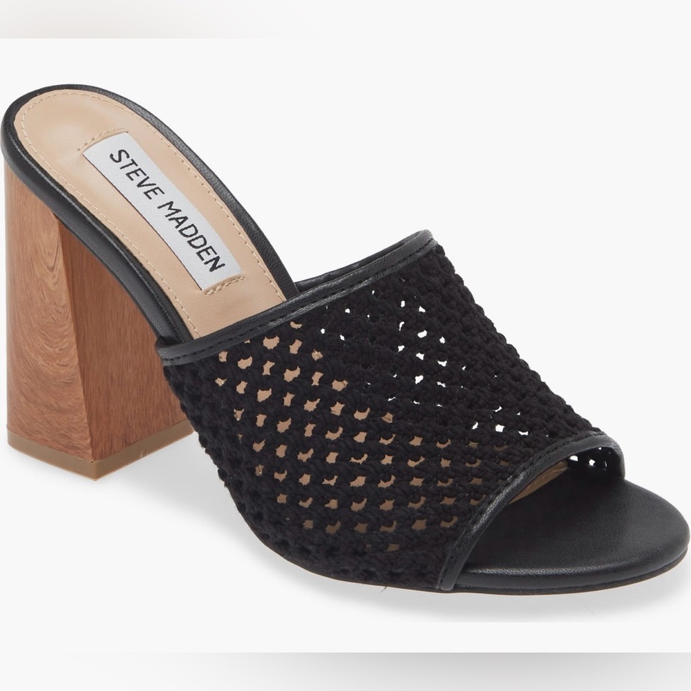 New Women’s Steve Madden Cataleya Block Black Heel‎ Sandal. Size 10.